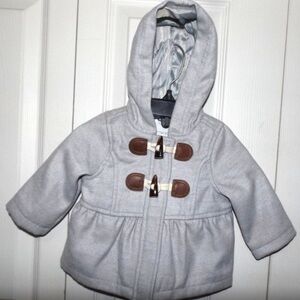 Old Navy 3-6 Months Gray Hooded Zip and Toggle Closure Coat